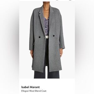 Isabel Marant Manteau Efegozi Coat - Grey  Size 40 NWT